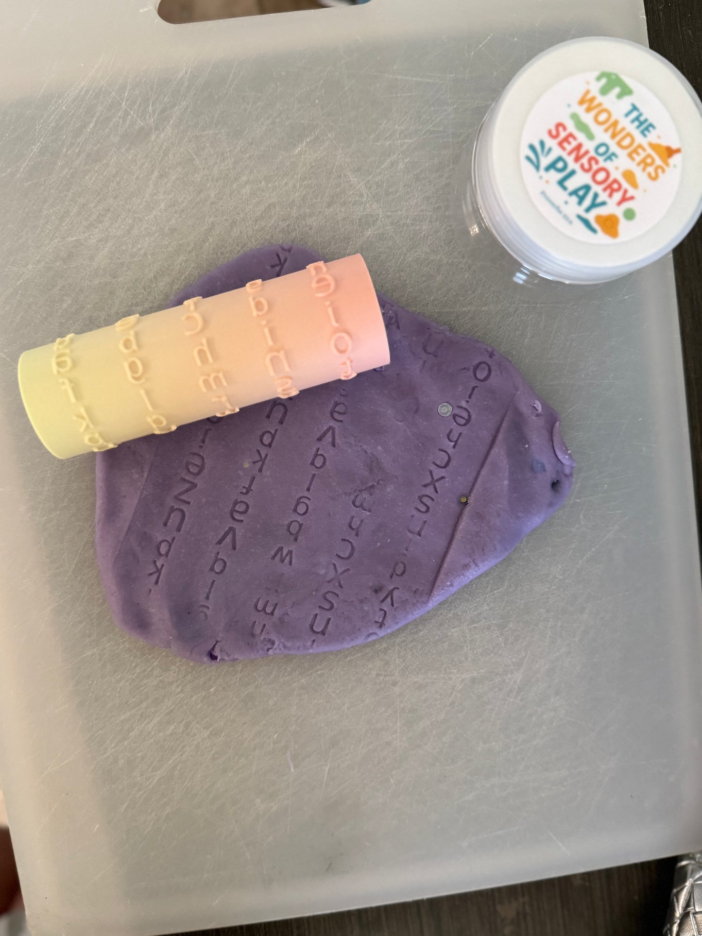 Alphabet playdough roller
